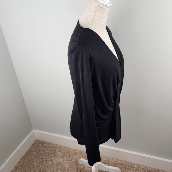 Etcetera Women’s Long Sleeve Twist Front V Neck Blouse Top Black Size Large - Picture 8 of 9